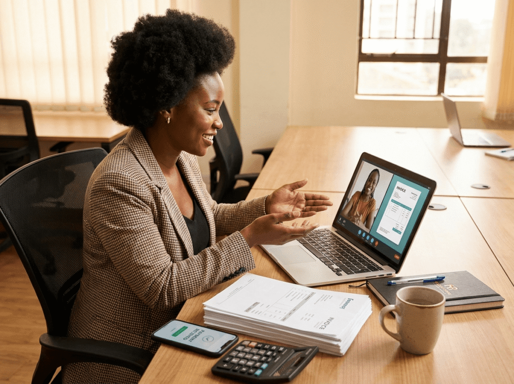 African entrepreneur using professional invoices to improve trust and payments